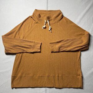 Jane & Delancey Womens Brown Ribbed Cowl Neck Long Sleeve Pullover Sweater Sz L